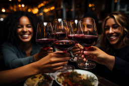 a group of people holding wine glasses