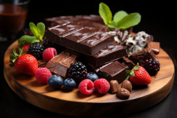 a plate of chocolate and berries