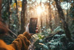 Capturing a Moment with a Smartphone in Forest