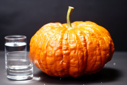 Orange Pumpkin and Glass of Water