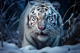 Un tigre blanc dans la neige