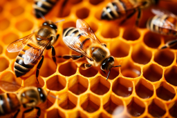 abeilles sur un nid d'abeille