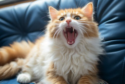 Un chat avec sa bouche ouverte