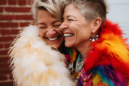 Deux femmes souriant et riant