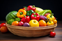 Ein Korb aus Gemüse und Obst