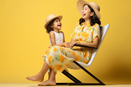 Une femme et un enfant assis sur une chaise
