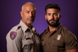 Deux hommes en uniforme posant pour une image