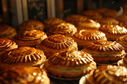 Golden Baked Pies in a Bakery