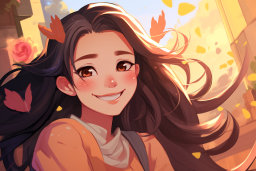 Autumnal Bliss with Flowing Hair
