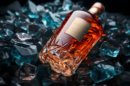 Elegant Whiskey Bottle on Crystal Ice
