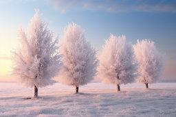 Frosted Trees in Serene Winter Landscape