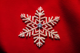 Sparkling Snowflake on Red Background