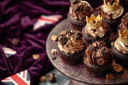 Decadent Chocolate Cupcakes with Golden Crowns