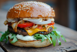 Gourmet Cheeseburger with Fresh Toppings