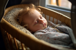 Egy kosárban alszik egy baba