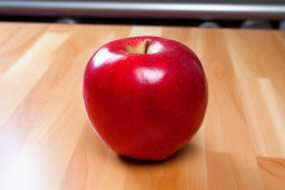 Red Apple on Wooden Table