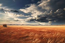 Golden Wheat Field Under Cloudy Sky