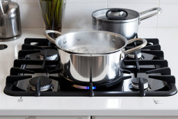 Pot on Stove with Boiling Water