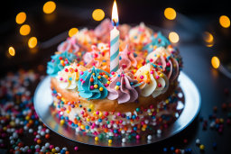 Un gâteau d'anniversaire avec une bougie allumée