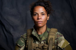 Uma mulher de uniforme militar