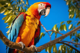 Vibrant Scarlet Macaw on a Branch