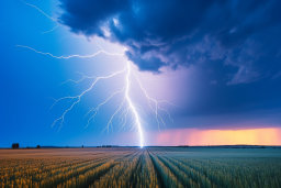 Lightning Strike Over Wheat Field