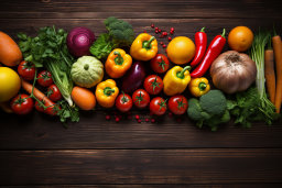 Assortment of Fresh Vegetables on Wooden Surface