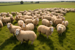 un grand groupe de moutons dans un champ