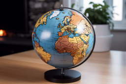 un globe sur une table