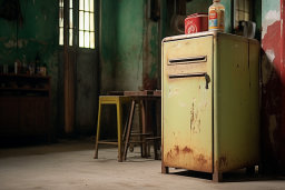 Vintage Refrigerator in Abandoned Room