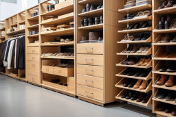 a shoe shelves in a room