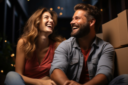 Un homme et une femme riant