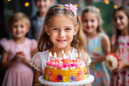 a girl holding a birthday cake with candles
