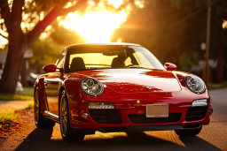 Red Porsche in Sunset Light