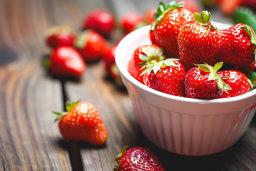 Fresh Strawberries in White Bowl