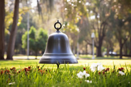 a bell in the grass