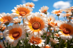 un groupe de fleurs blanches et orange