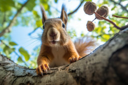 un écureuil sur une branche d'arbre