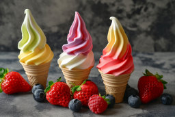 Colorful Soft Serve Ice Cream Cones