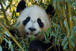 Panda Hidden Among Bamboo