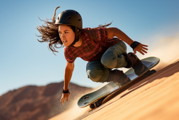 Eine Frau in einem Helm auf einem Skateboard