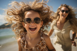 a girl wearing sunglasses and smiling at camera