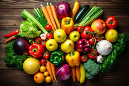 Un gruppo di verdure di colore diverso
