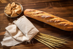 Une miche de pain et d'oreilles de blé sur une table