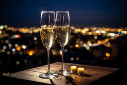 Romantic Champagne Toast at Night