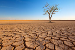 a tree in a dry desert