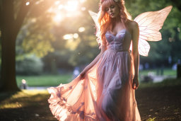 Une femme dans une robe avec des ailes