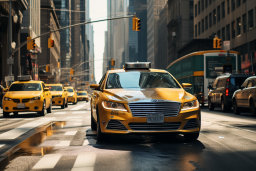 Un taxi jaune dans une rue