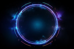 Un cerchio blu e viola con luci