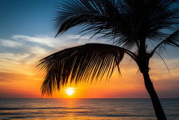 Tropical Sunset with Palm Tree